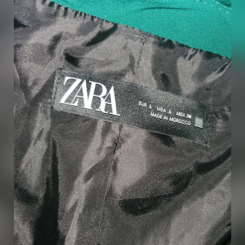 Zara Women's Green Blazer 3/4 Sleeve Size L - Picture 7 of 11
